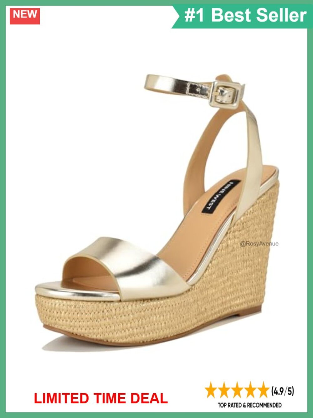 Nine West Hanlow Platform Wedge Sandals Faux Leather